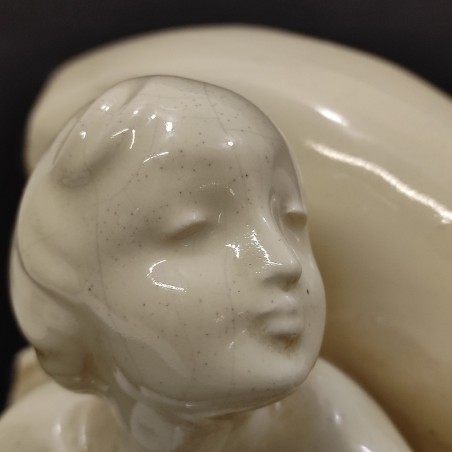 Ceramica giovinetta con daino Ugo Zaccagnini h. 30 cm