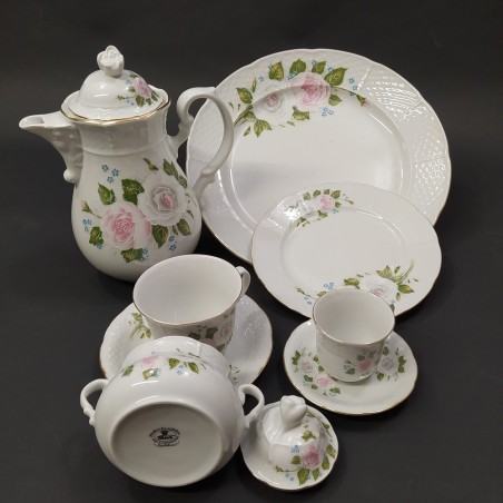 Servizio piatti da tea, caffè 12 pax Thun Czech bianco fiorato porcellana