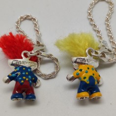 Coppia Troll Bellachioma pagliacci in argento smaltato 2