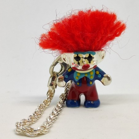 Coppia Troll Bellachioma pagliacci in argento smaltato