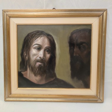 Quadro olio su tela Silvano d'Ambrosio Cristo e Anticristo 1995