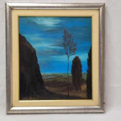 Quadro olio su tela Silvano d'Ambrosio paesaggio azzurro 35x40 cm 2