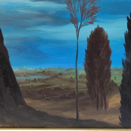 Quadro olio su tela Silvano d'Ambrosio paesaggio azzurro 35x40 cm