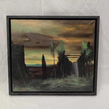 Quadro olio su tela Silvano d'Ambrosio paesaggio notturno