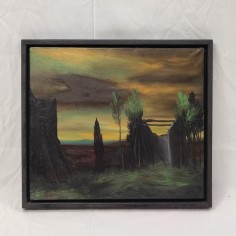 Quadro olio su tela Silvano d'Ambrosio paesaggio notturno 2