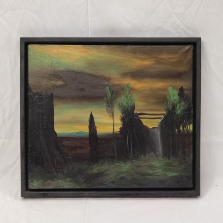 Quadro olio su tela Silvano d'Ambrosio paesaggio notturno