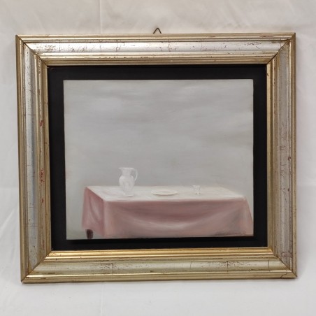 Quadro olio su ferro Silvano d'Ambrosio tavola con brocca