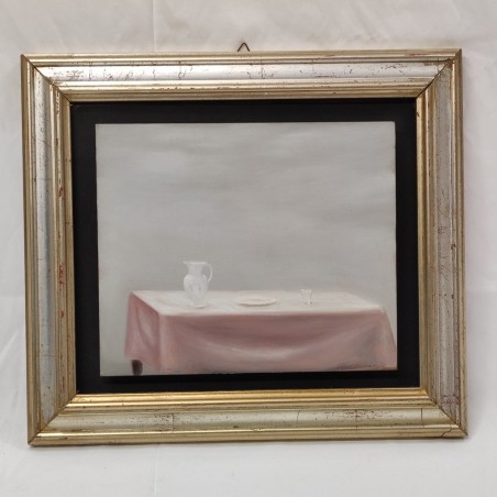 Quadro olio su ferro Silvano d'Ambrosio tavola con brocca
