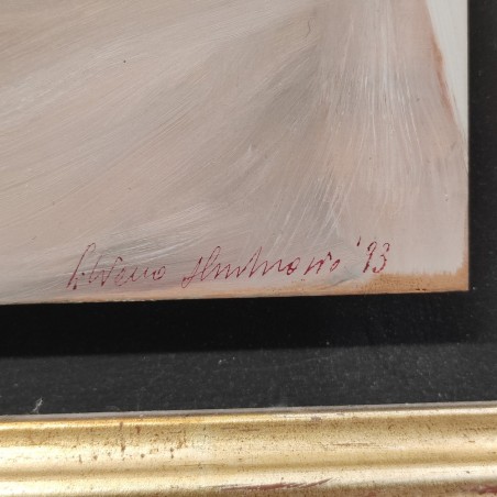 Quadro olio su ferro Silvano d'Ambrosio tavola con brocca