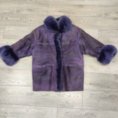 Giacca Hettabretz in pelle di serpente e collo di volpe tinta viola tg 48/50 2