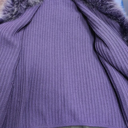 Giacca Hettabretz in pelle di serpente e collo di volpe tinta viola tg 48/50