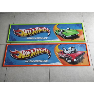 Coppia banner Hot Wheels stampati su plexiglass 122x33 cm