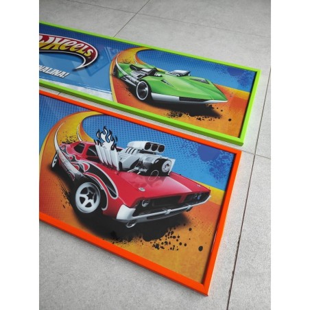Coppia banner Hot Wheels stampati su plexiglass 122x33 cm