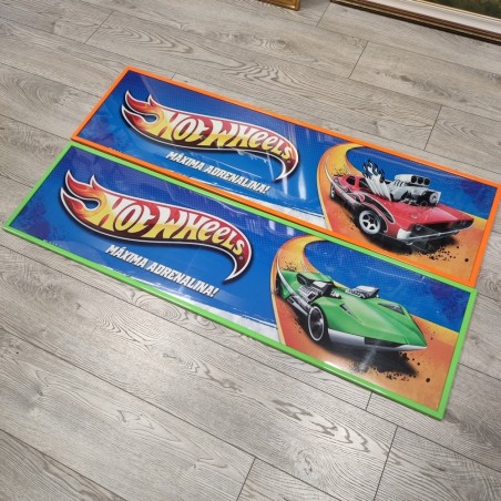 Coppia banner Hot Wheels stampati su plexiglass 122x33 cm