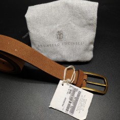 Cintura uomo in pelle marrone Brunello Cucinelli MAUGR320 nuova 2