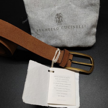 Cintura uomo in pelle marrone Brunello Cucinelli MAUGR320 nuova