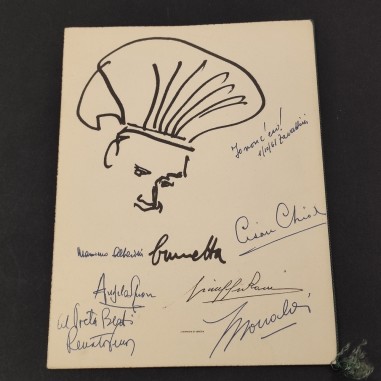 Menu Mostra del Mantegna 1961 con diversi autografi di giornalisti