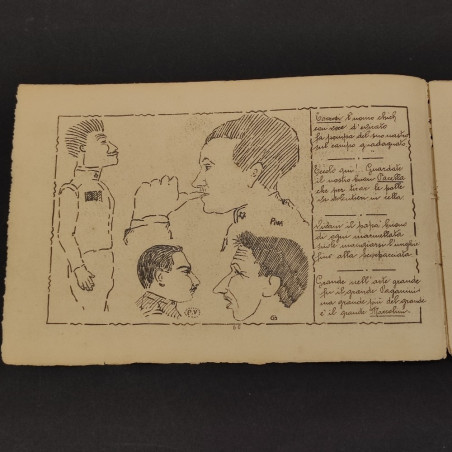 Parte di libretto satirico militare con disegni e poesia in rima perido anni 20