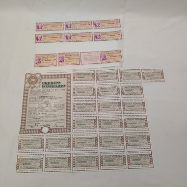 Cedole azionarie Credito Fondiario anno 1992 e tagliandi obbligazioni ENEL