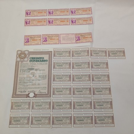 Cedole azionarie Credito Fondiario anno 1992 e tagliandi obbligazioni ENEL