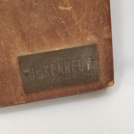 Testa in bronzo di J.F. Kennedy su tavola in legno 30x30 cm