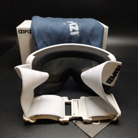 Occhiali da sci Izipizi a maschera bianchi grandi, anti nebbia, 100% UV. Nuovi