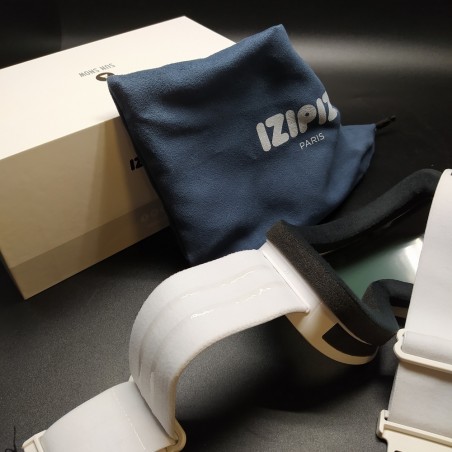 Occhiali da sci Izipizi a maschera bianchi grandi, anti nebbia, 100% UV. Nuovi