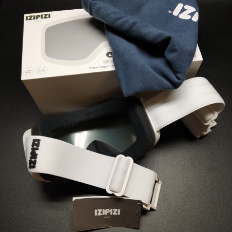 Occhiali da sci Izipizi a maschera bianchi piccoli, anti nebbia, 100%UV. Nuovi