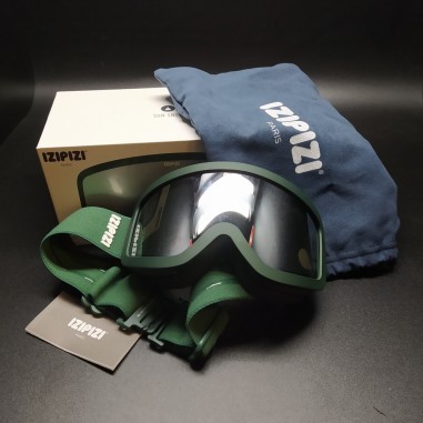 Occhiali da sci Izipizi a maschera verde piccoli, anti nebbia, 100%UV. Nuovi