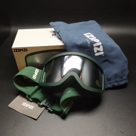 Occhiali da sci Izipizi a maschera verde piccoli, anti nebbia, 100%UV. Nuovi