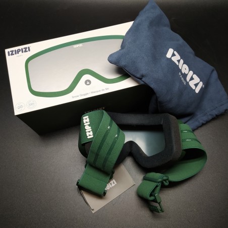 Occhiali da sci Izipizi a maschera verde piccoli, anti nebbia, 100%UV. Nuovi