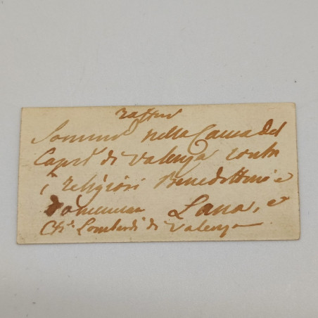 Biglietto Le Marquis Bens de Cavour e scritte a penna 1796