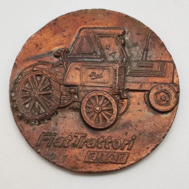 Medaglia francese in bronzo ramato Fiat Trattori 1981 d. 60 mm