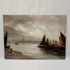 Paolo D'Astra quadro olio su tavola 70x50 cm soggetto marina 1933 2