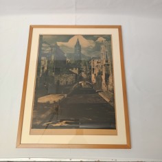 Quadro acquaforte Magnavacca scorcio cittadino, senza titolo 45x60 cm 2