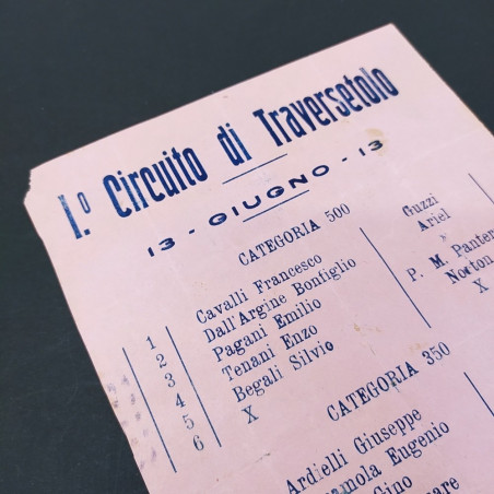 Opuscolo 1° circuito di Traversetolo 13 giugno 1926. Buone condizioni