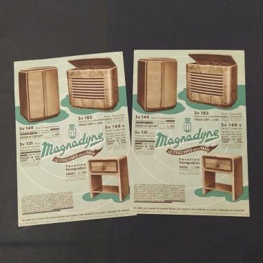 Lotto di 2 cataloghi delle Radio Magnadyne, 1941. Buone condizioni