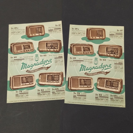 Lotto di 2 cataloghi delle Radio Magnadyne, 1941. Buone condizioni