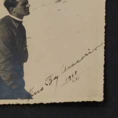 Foto autografata con dedica sul retro Nino Baj Macario, 1938. Macchie 2