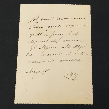 Foto autografata con dedica sul retro Nino Baj Macario, 1938. Macchie