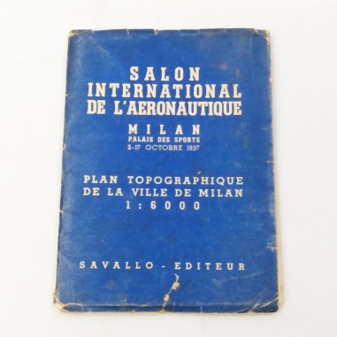 Mappa e guida di Milano Salon international de l'aeronautique, 1937. Pieghe