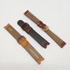 Lotto di 3 cinturini originali Tissot in pelle marrone come nuovi 2