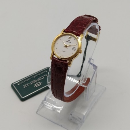 Orologio Lorenz al quarzo da donna, quadrante rotondo dorato in cofanetto. Buono