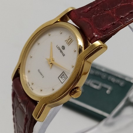 Orologio Lorenz al quarzo da donna, quadrante rotondo dorato in cofanetto. Buono
