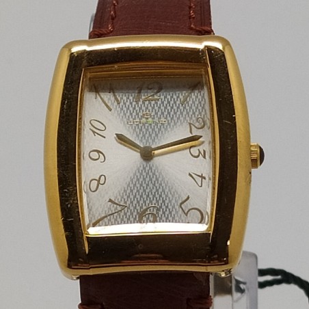Orologio Lorenz al quarzo con quadrante rettangolare dorato in cofanetto. Buono