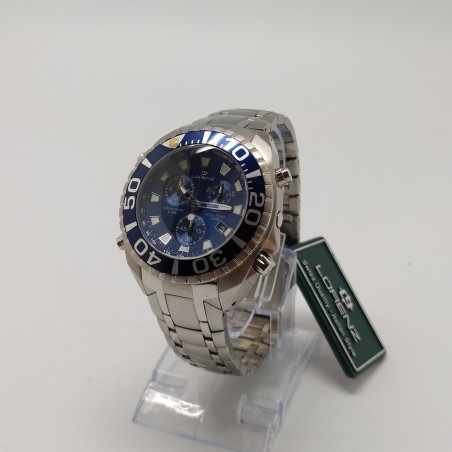 Orologio uomo chronografo Lorenz 3S10 cassa acciaio 44 mm nuovo