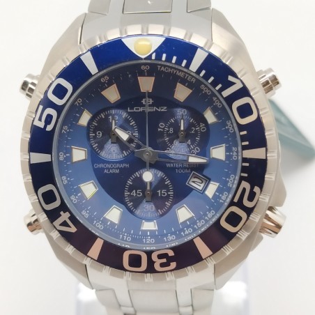 Orologio uomo chronografo Lorenz 3S10 cassa acciaio 44 mm nuovo