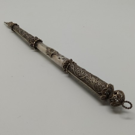Yad - Puntatore per leggere la Torah in argento elaborato. Leggera patina
