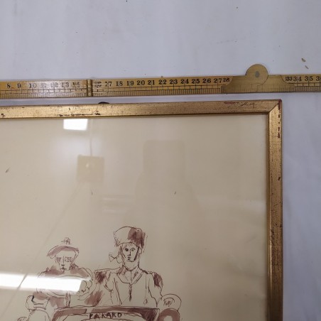 Quadro con disegno originale Marcello Dudovich soggetto auto Packard