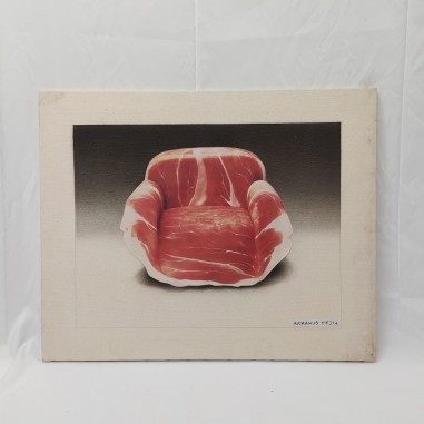 Bozzetto di Armando Testa raffigurante una poltrona di prosciutto 62x50cm. Buono